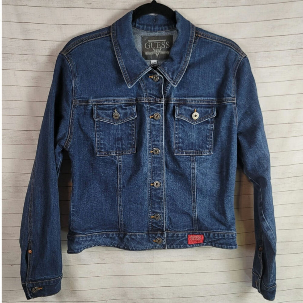 GUESS USA Y2K VINTAGE DENIM JEAN JACKET, sz MEDIUM